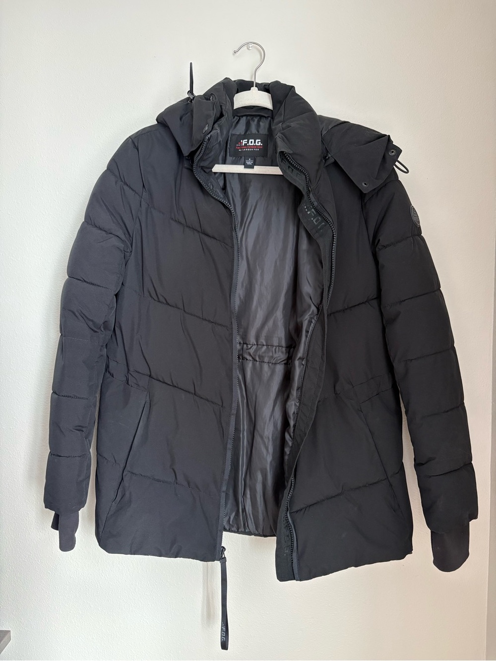 London Fog Black Women's Puffer Jacket with Hood
